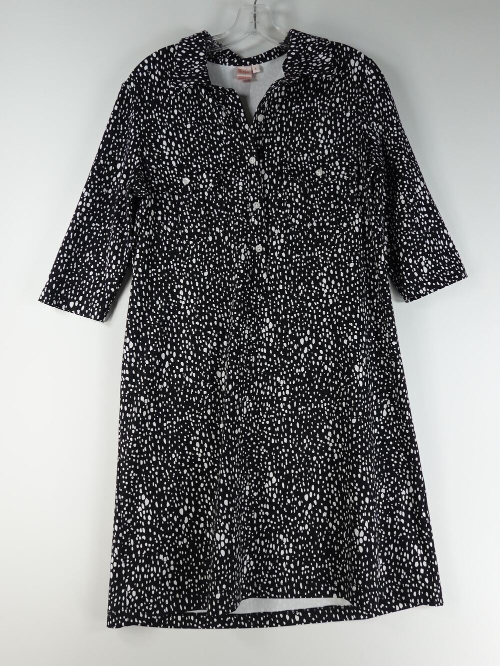Tuckernuck Persifor Women's Dress L Winpenny Black Print 3/4 Sleeve Resort Golf